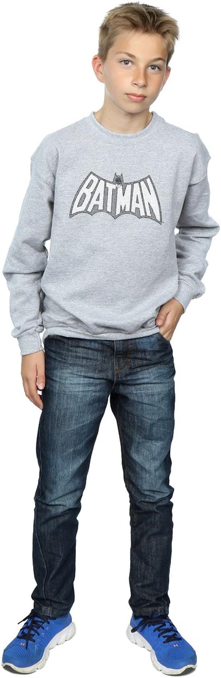DC Comics Boys Batman Retro Crackle Logo Sweatshirt Sport Grey 9-11 Years