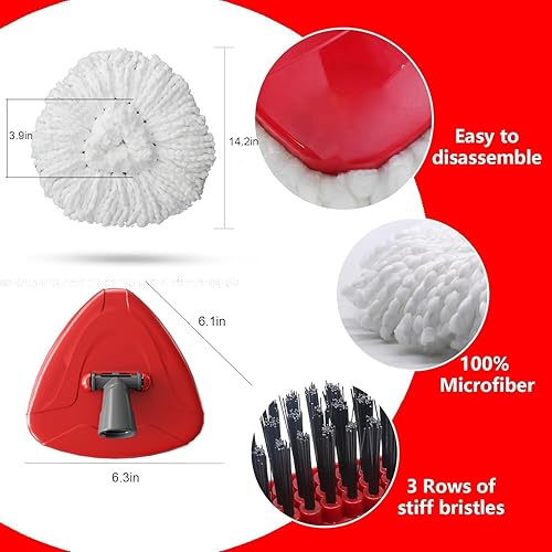 Miniatura 3 de Paquete de 4 cabezales de repuesto para trapeador giratorio O Cedar Easywring 1 tanque, fácil de instalar, cabezal de trapeador giratorio de