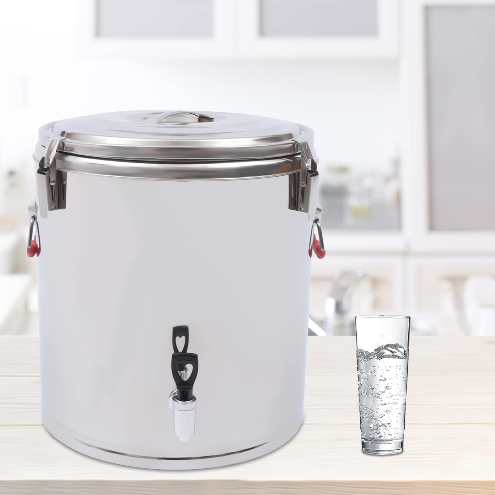 Contenitore termico da 40 l, con coperchio e maniglie, contenitore per il trasporto di alimenti professionale, in acciaio inox, per mantenere caldi o freddi cibi o bevande
