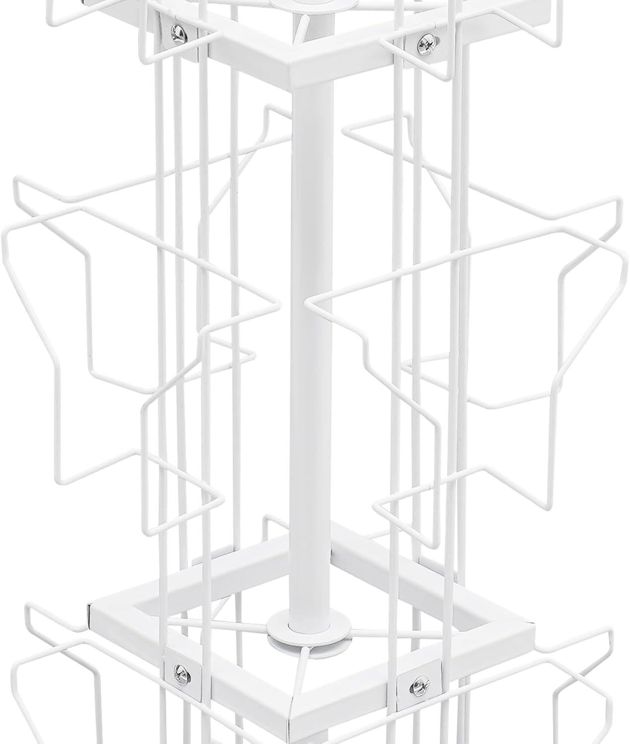 12 Pockets Greeting Card Rack Display Stand, Metal Greeting Card Spinner Rack Countertop Rotating Postcard Cards Display Stand, Brochure Pamphlet Holder Standing Rotating Rack for Stickers - White