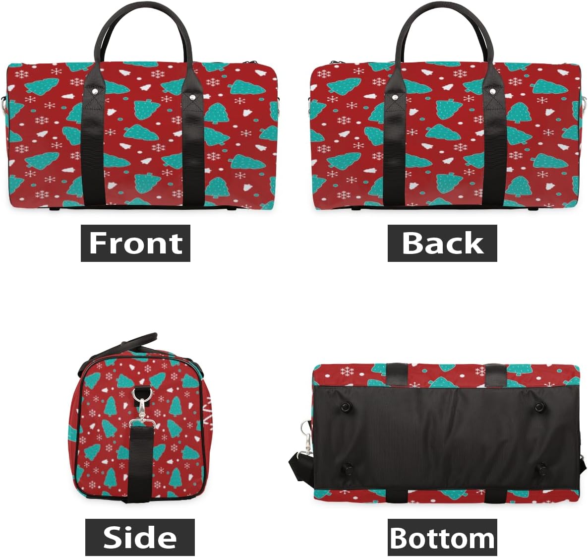 Christmas Trees Snows Travel Duffel Bag for Women Men Large Capacity Overnight Weekender Bags for Lightweight Waterproof Sport Gym Bag for Workout Yoga Swim