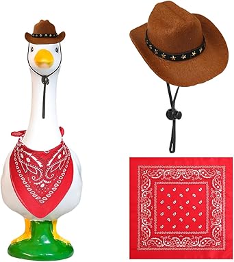 Porch Goose Outfits, 2pcs Porch Lawn Goose Clothes Funny Porch Goose Decoration, Cowboy Goose Costume