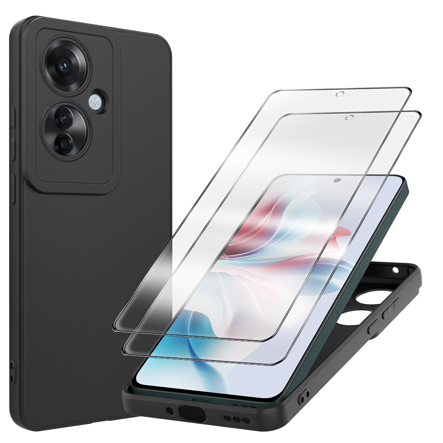 Cover per Oppo Reno 8T 4G / Oppo Reno8 T 4G, Custodia Grado Militare Antiurto Rigida PC Back Cover Protezione con Scorrevole Camera Protection e Silicone Bumper per Supporto Magnetico Auto, Nero
