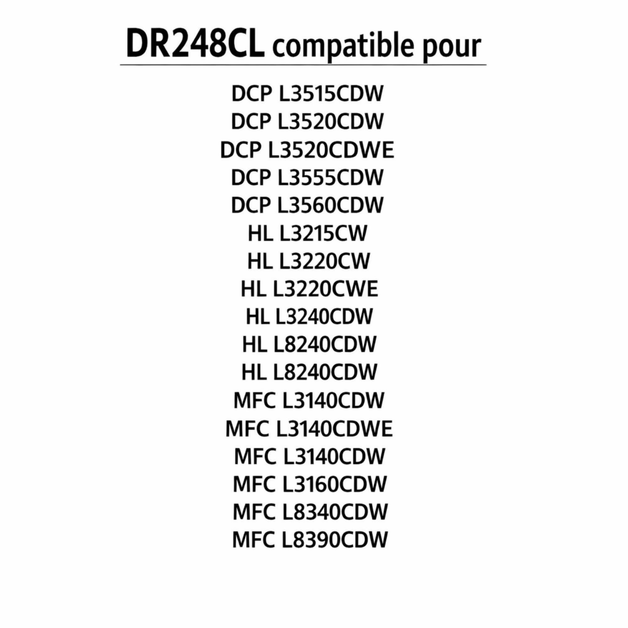 PREMIUM CARTOUCHE Pack de 4 Tambours Compatible pour Brother DR-248CL Noir et Couleur 30000 Pages