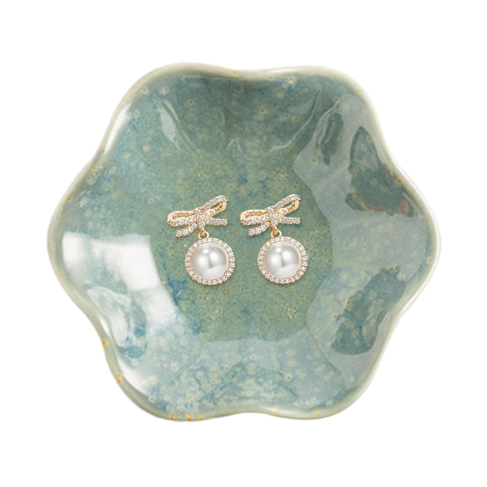 CavspkArt Ceramic Jewelry Dish, Decorative trinket Tray, Small Ring dish, Trinket Key tray, Jewelry Plate, Key Bowl, Ceramic trinket dish Gift for Women and Girls (Emerald green) — image 1