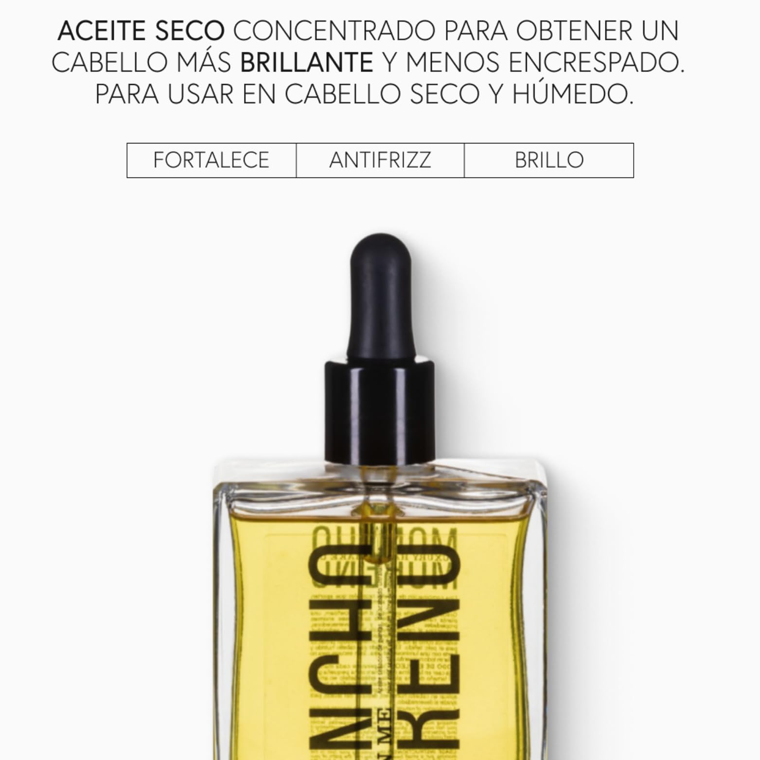 MONCHO MORENO Shine On Me - Aceite Reparador Antifrizz con Aceite de Argán y Vitamina E - Fortalece y Aporta Brillo sin Engrasar - Sérum para Cabello Seco y Dañado (50 ml)