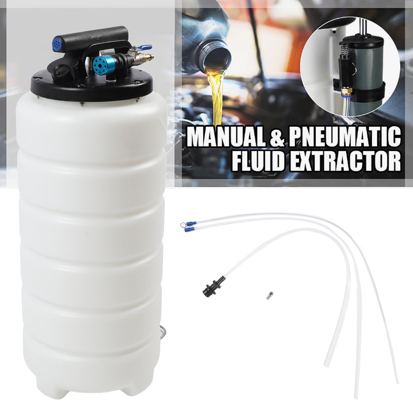 VOBOR Bomba de Extractor de Aceite 15L, Bomba de Vacío de Aceite, Extractor de Líquido de Vacío Manual Neumático para Fluidos Automotrices Evacuación de Vacío