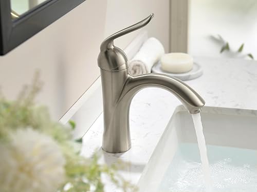 Miniatura 2 de Lava Odoro - Grifo de baño de níquel cepillado, moderno grifo de lavabo de baño de un solo agujero, grifo de una sola manija para fregadero de baño,