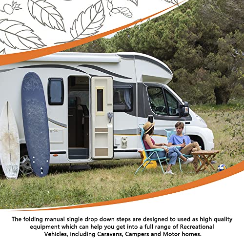 Homeon Wheels Rv Camper Steps Compact One-Hand Expand Or Collapse Manual Single Drop Down Steps Metal Solid Rv Stairs Folding Stable Ladders Outdoor Mobile Home Step Stool For Travel Camping Trailers #TOP6