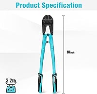 Vista 7 de DURATECH Cortador de pernos resistente de 18 pulgadas para varillas, pernos, remaches, cadenas y alambres de acero, mango de agarre de goma