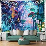 Ruibo Psychedelic Mushroom Tapestry/Trippy Colorful Surreal Abstract Astral Digital Art Office Electric Forest Decor Tapestry Wall Hanging Tapestries(RB-Ps-1)(W:59' H:51')