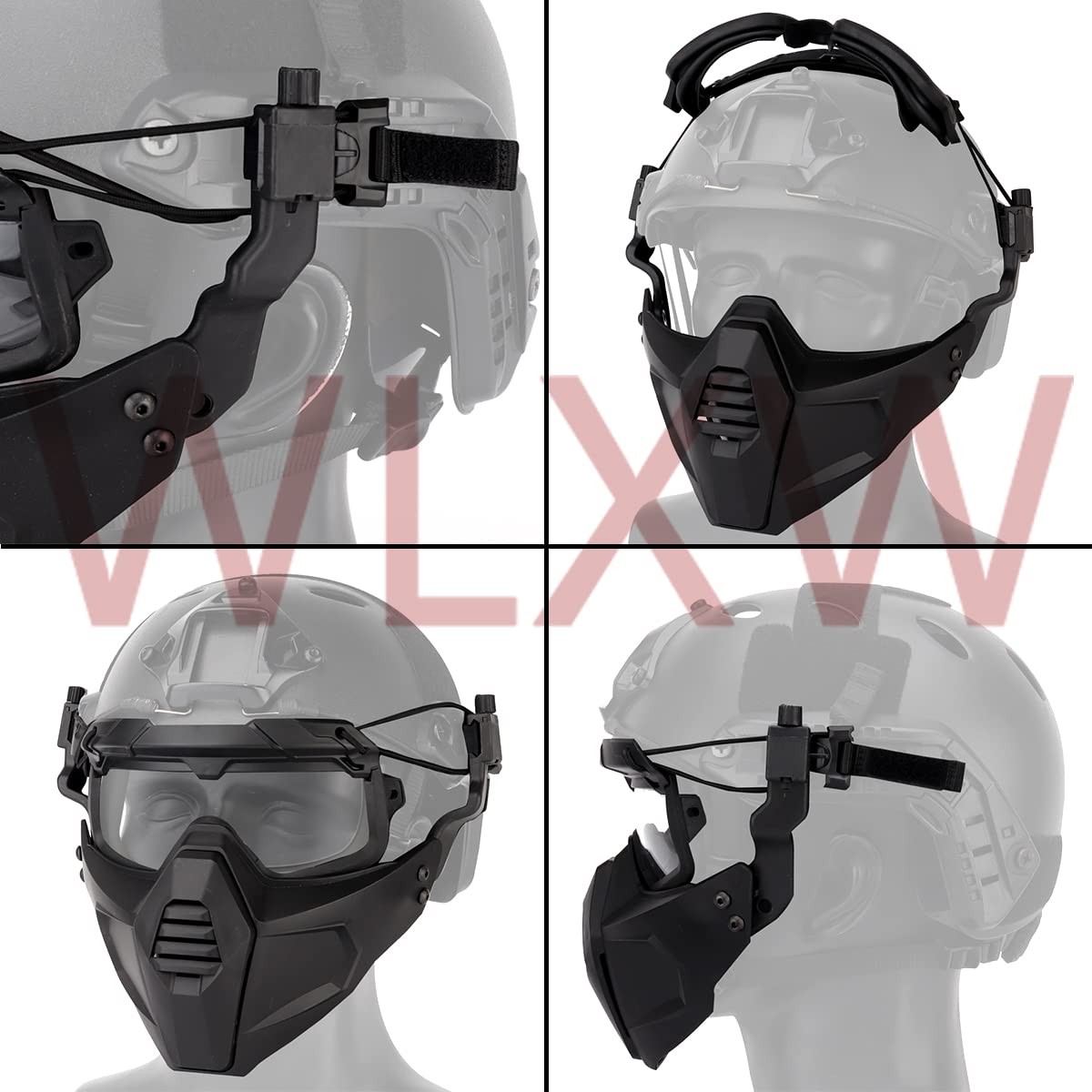 Casque Tactique Intégral WLXW – ABS/nylon, Visière, Ventilateur Anti-buée, Support NVG, Pour Airsoft, Paintball, Chasse