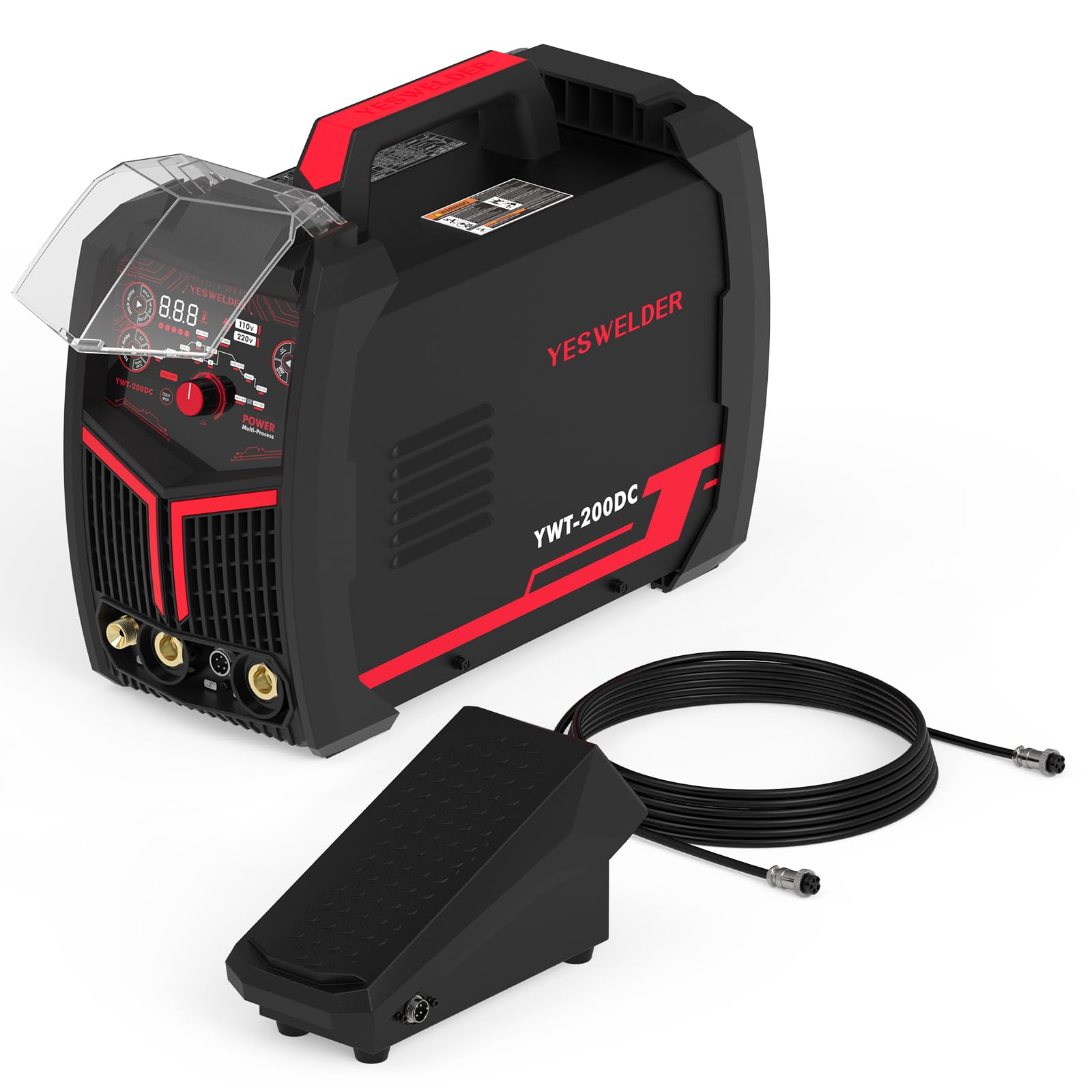 YESWELDER TIG Welder 7 In 1 Cold Spot Lift TIG/Stick Welding Machine YWT-200DC & TIG Welding Foot Pedal Amp Control Pedal