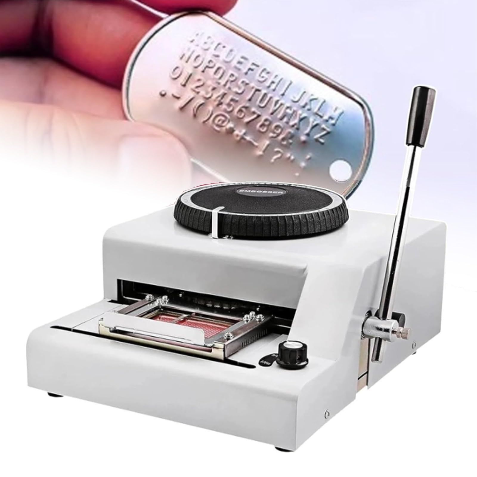 ZyKnaurral PVC Card Embosser, 72 Characters Credit Card Embossing Printer, PVC Card Stamping Machine Manual for VIP Card,Custom Pet ID Making, Stamping Adjustable