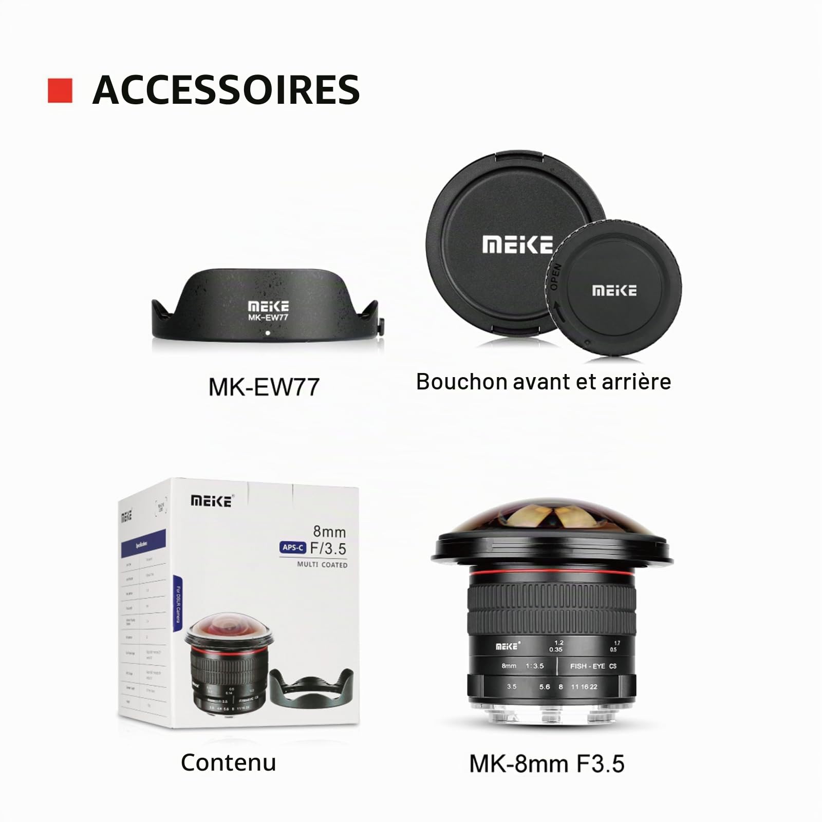 Meike Optics MK 8 mm f3.5 fisheye Objectif Ultra Grand Angle pour Canon EF Mount