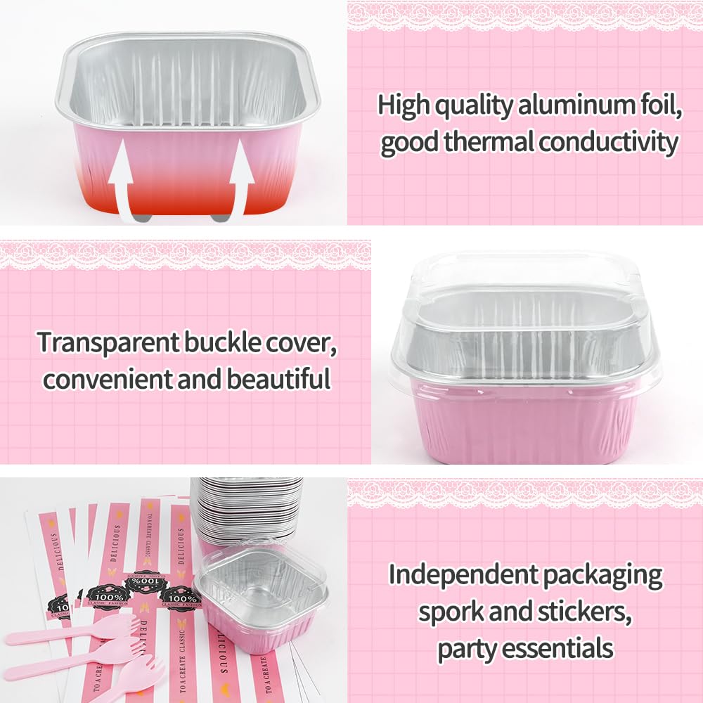 100 Stück Backförmchen Aus Aluminium - Quadratische Muffinformen Mit Deckel & Zubehör