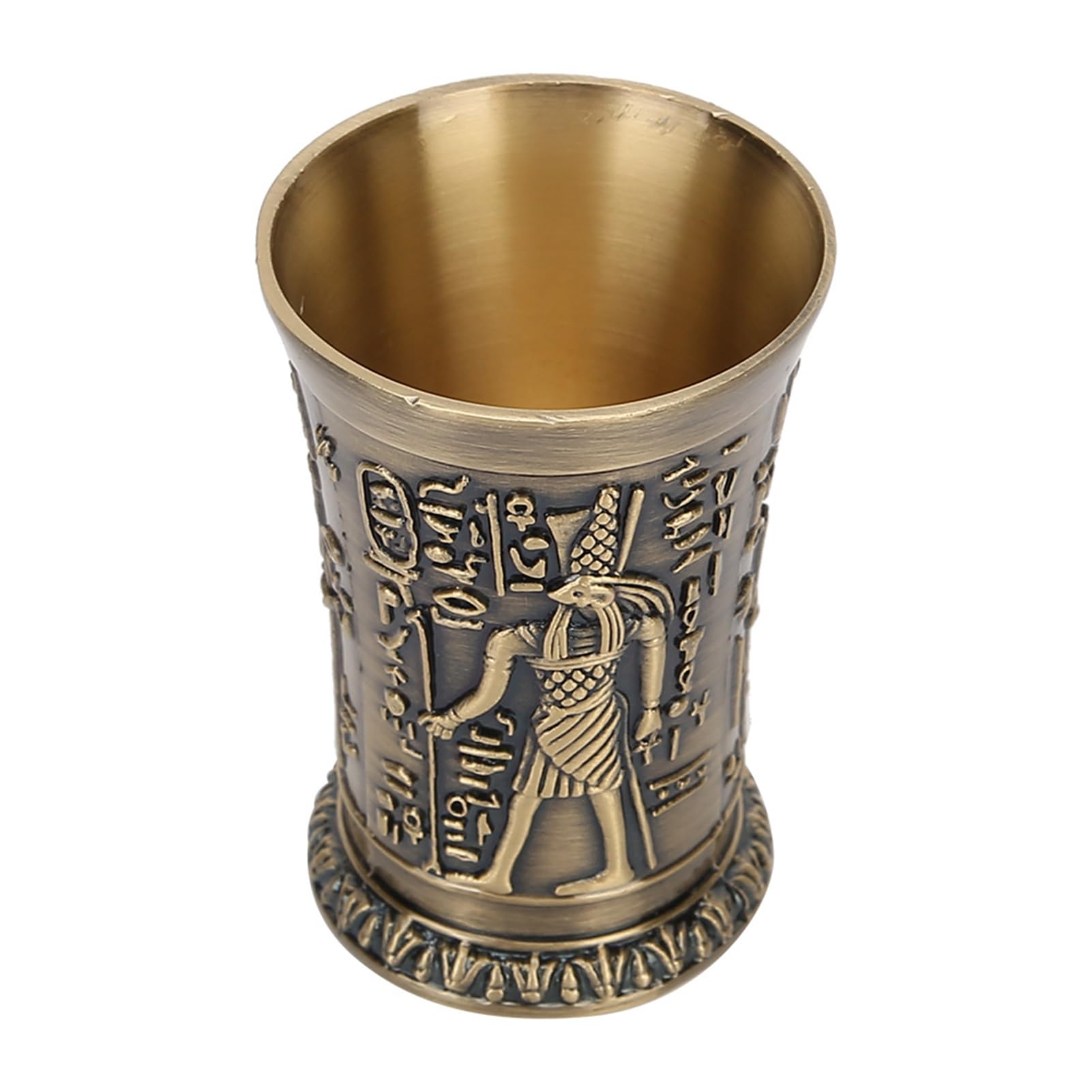 Sunicon Whiskey Shot, Metal Vintage Egyptian Shot Glass, Creative Pattern Personalized Sip Glass (Bronze)