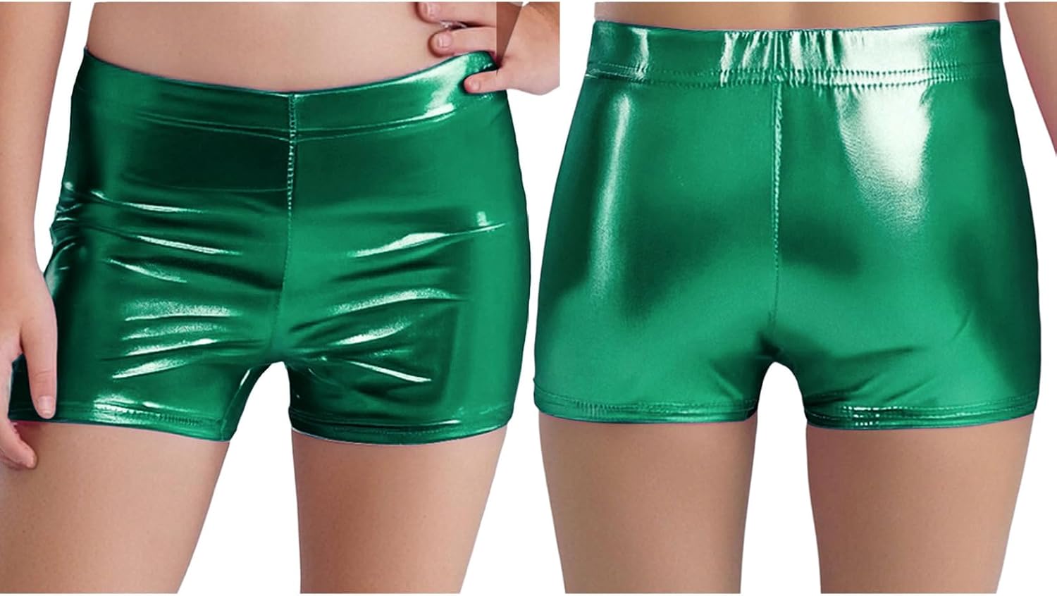 Hularka Kids Boys Girls Shiny Metallic Gymnastics Tumbling Shorts Modern Jazz Ballet Dance Shorts Hot Pants Bottoms