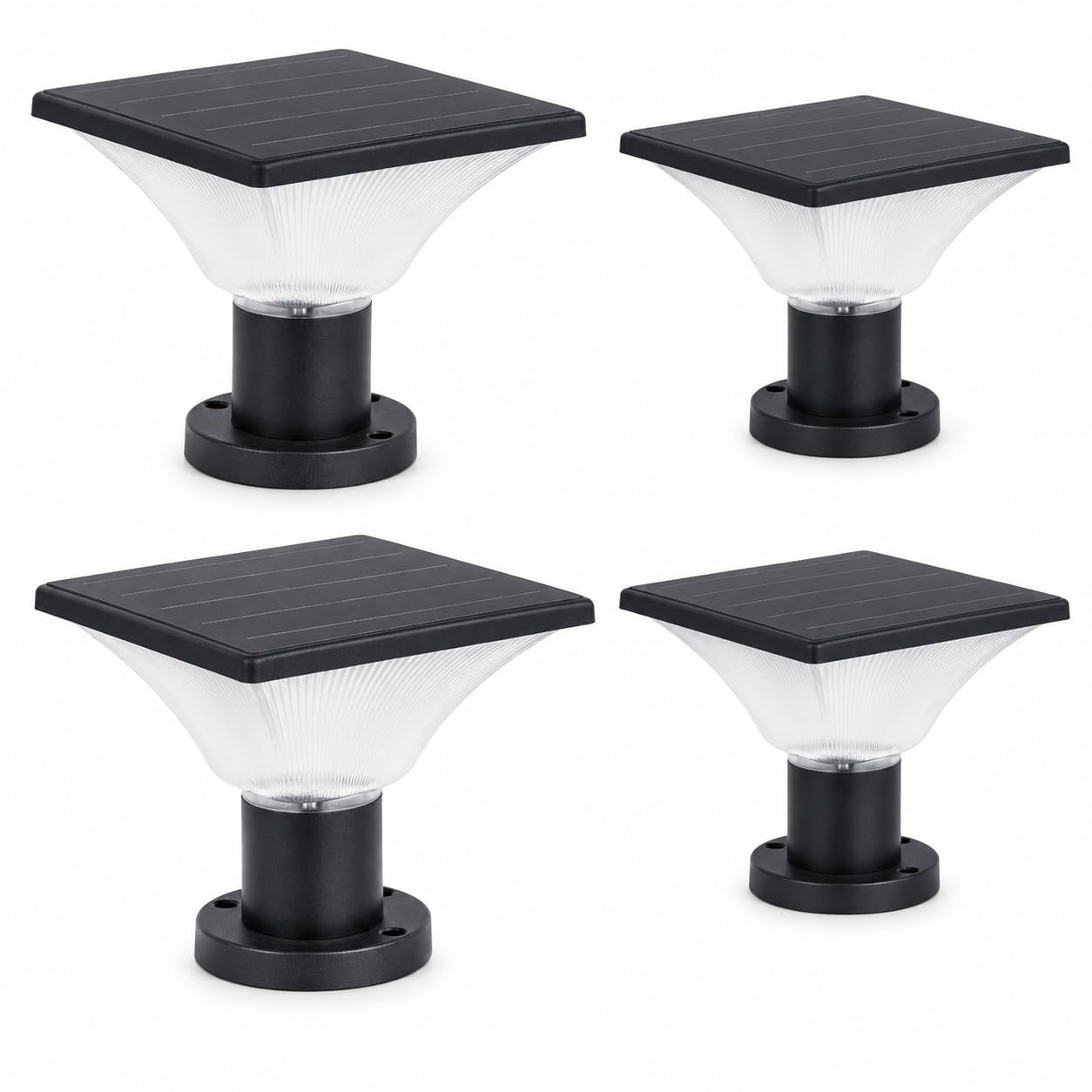 Photo 1 of FOOYANCHO Solar LED Post Cap Lights - 4 Pack Black