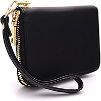 Vista 1 de LOVESOME Cartera de mujer con cremallera pequeña, doble cremallera, doble compartimento con muñequera y correa para la muñeca
