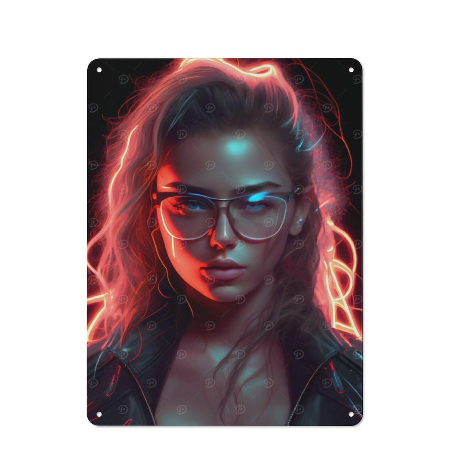 Junmoney Girls Style-21 Metal Plaque 40X30cm With Cyborg For Hallway Wall, Rustic Decor, A Metal Wall Feature For Hallways And Entrance Areas