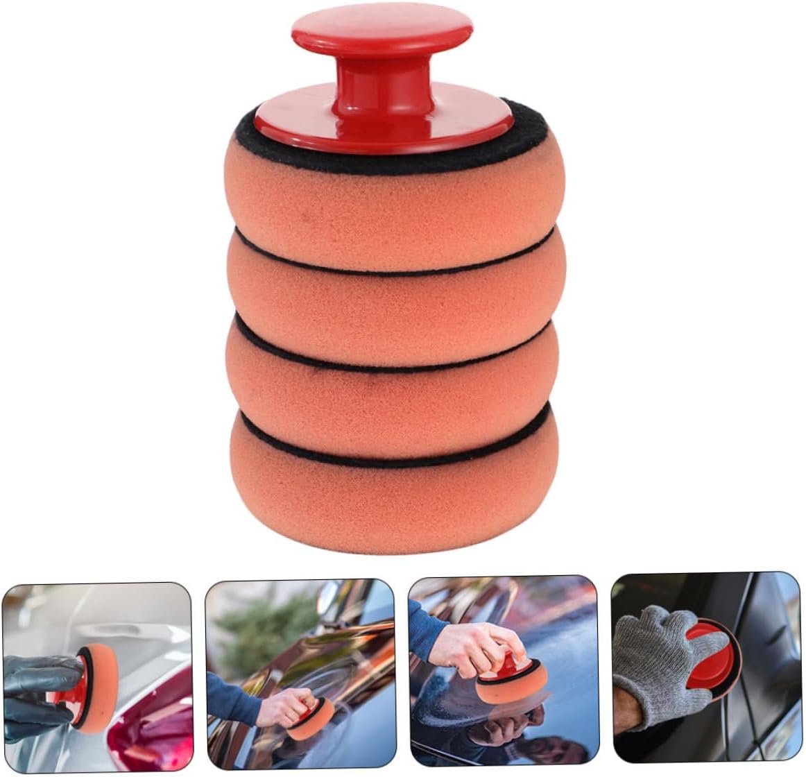 Car Wax Applicator Tool Ergonomic Handle with Soft Foam Buffing Pads for Auto Detailing and Car Maintenance Efficient Waxing and Polishing Sponges Durable Cleaning Tool