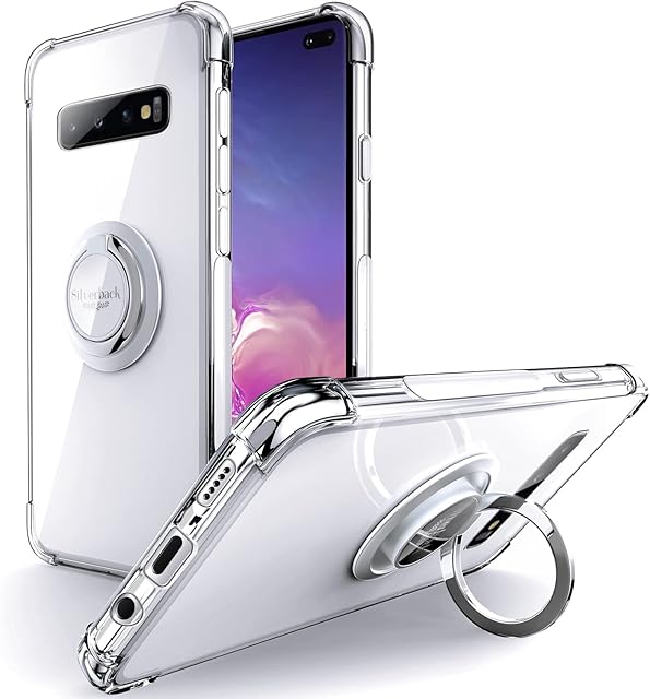 Silverback Designed for Galaxy S10 Plus Case, Samsung S10 Plus Minimalist Case with Ring Kickstand, Transparent Slim Shockproof TPU Bumper Cover for Galaxy S10 Plus - Clear
