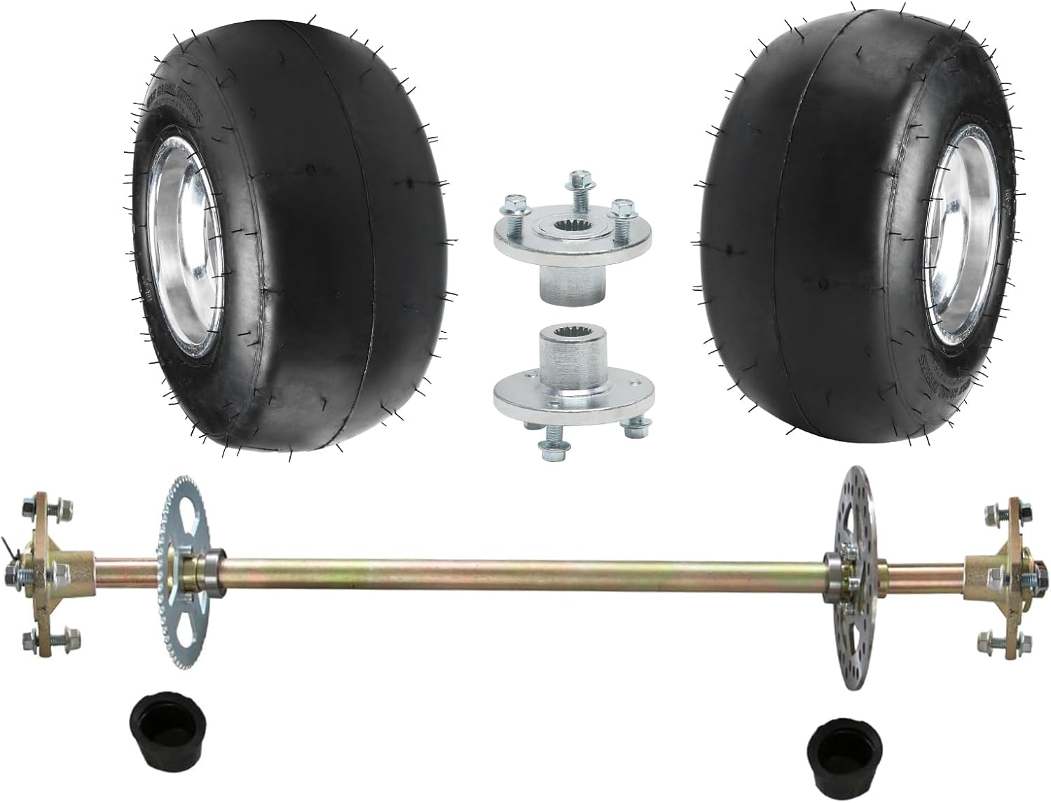 10x4.50x5" 10x4.50-5 Go Kart Tires Tubeless & Wheel with 3 Stud Wheel Hubs for Go Kart Karting 4 Wheelers Drift Trikes Mini Bike ATV Quad Buggy Lawn Mower