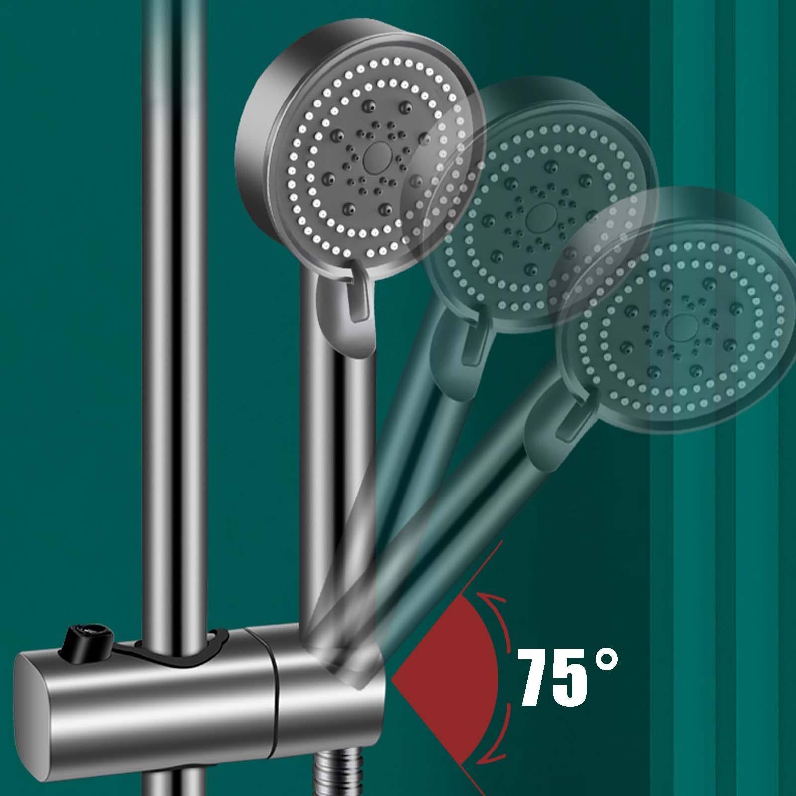 Soporte Ducha Pared Gris Pistola Soporte Alcachofa Ducha Ángulo Ajustable 75° Soporte Ducha Altura Ajustable Soporte de Ducha Instalación Rápida Soporte para Ducha para Poste de Ducha