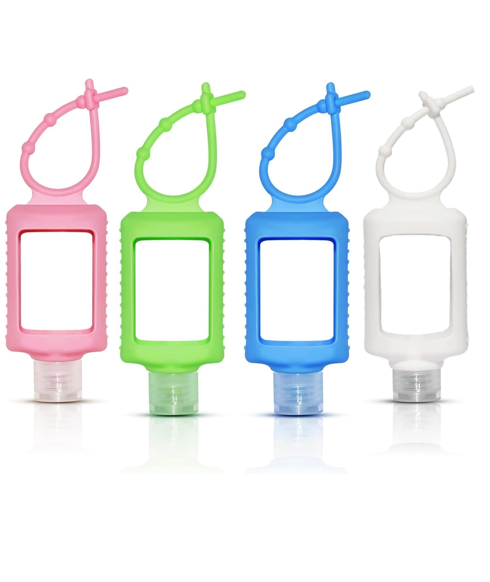 4Pcs Sanitizer Holder for Bags, Sanitizer Keychain, Dispensing Bottle Silicone Sleeve, Travel Size Leakproof Squeeze Bottles Suitable for Travel, Gym, Outdoor(Empty Bottle)-image-24