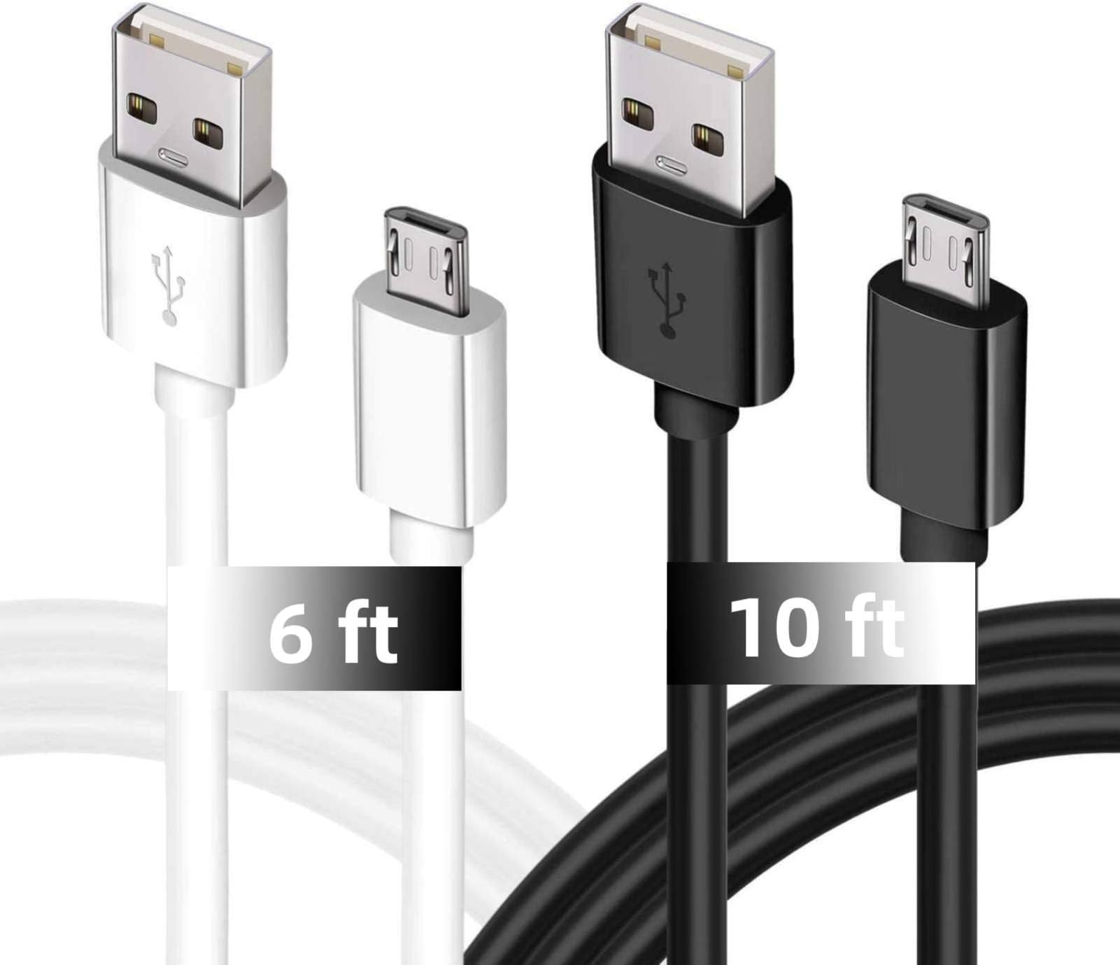 DEEGO Charging Cable for Samsung Galaxy S7, 2Pack 6Ft 10Ft Long Charger Cable, Android Phone Fast Charger Cord for Samsung Galaxy S7 S6 Edge,Note 5 4,LG G4,Moto,Sony,PS4,Xbox,Windows,MP3,Camera,Black