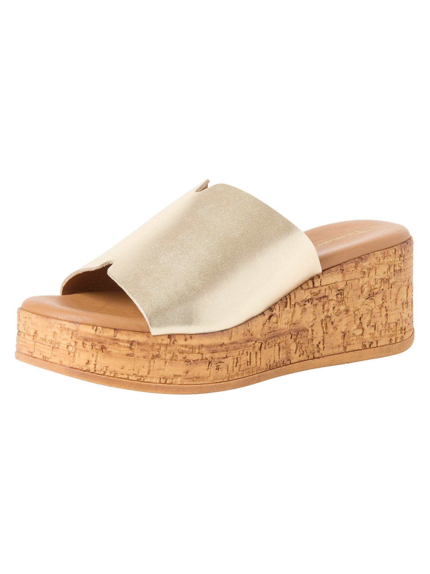 Tamaris Women's leather mules with wedge heel metallic 6.5 UK