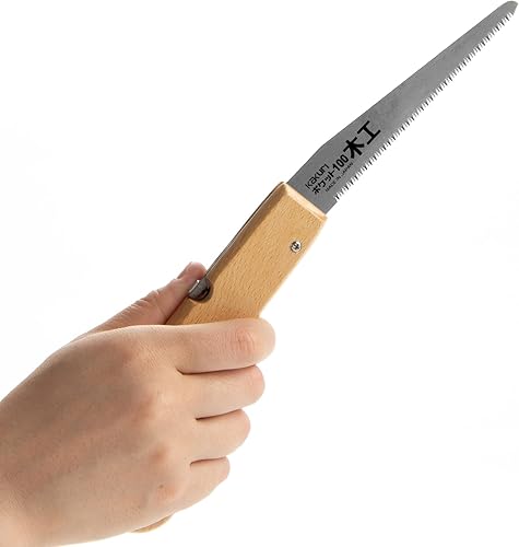 Miniatura 4 de KAKURI Sierra de tracción japonesa plegable de 4 pulgadas para carpintería, hoja de acero japonesa afilada, mini sierra de mano de bolsillo para