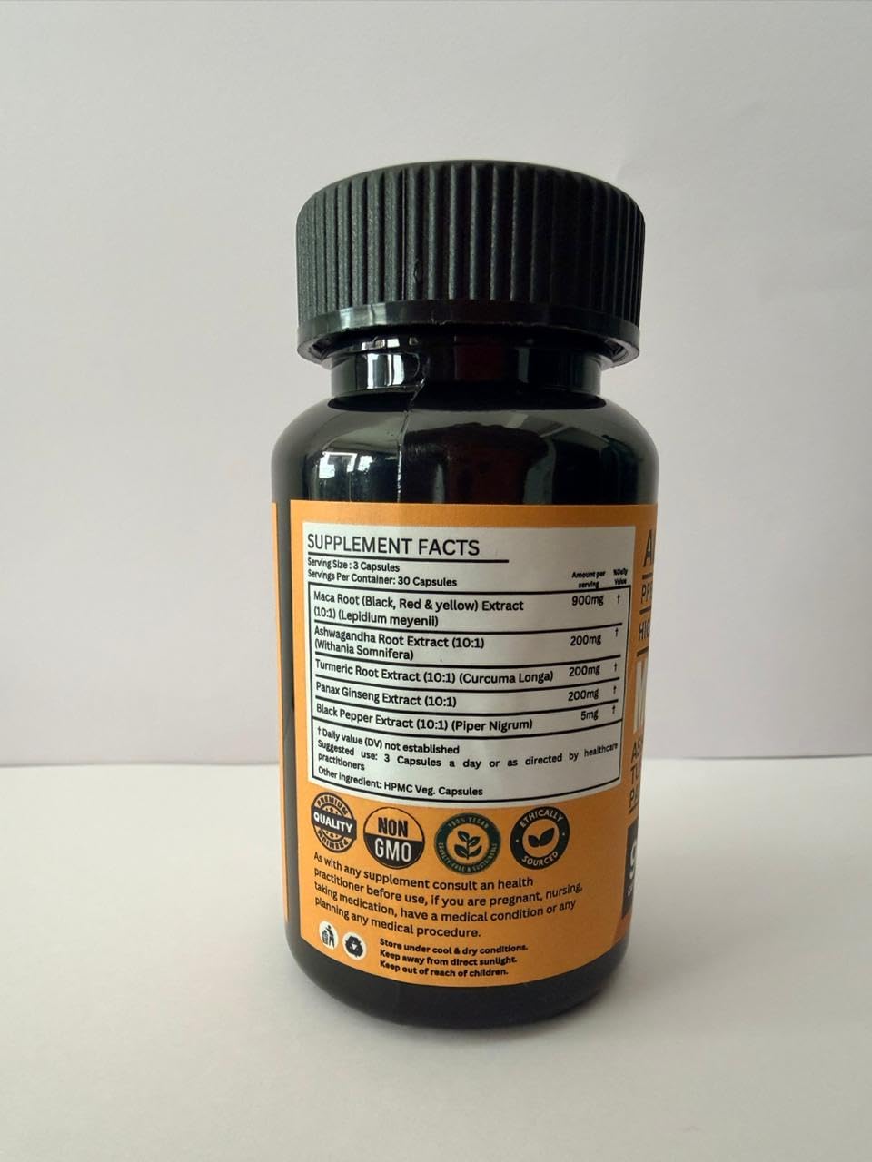 5 in 1 Pure Maca Root Capsules for Men and Women | Maca Root Powder Capsules with Black + Red + Yellow Maca Root with ashwagandha, panax Ginseng Extract Supplement - 90 Vegan Pills — Amazon image 8