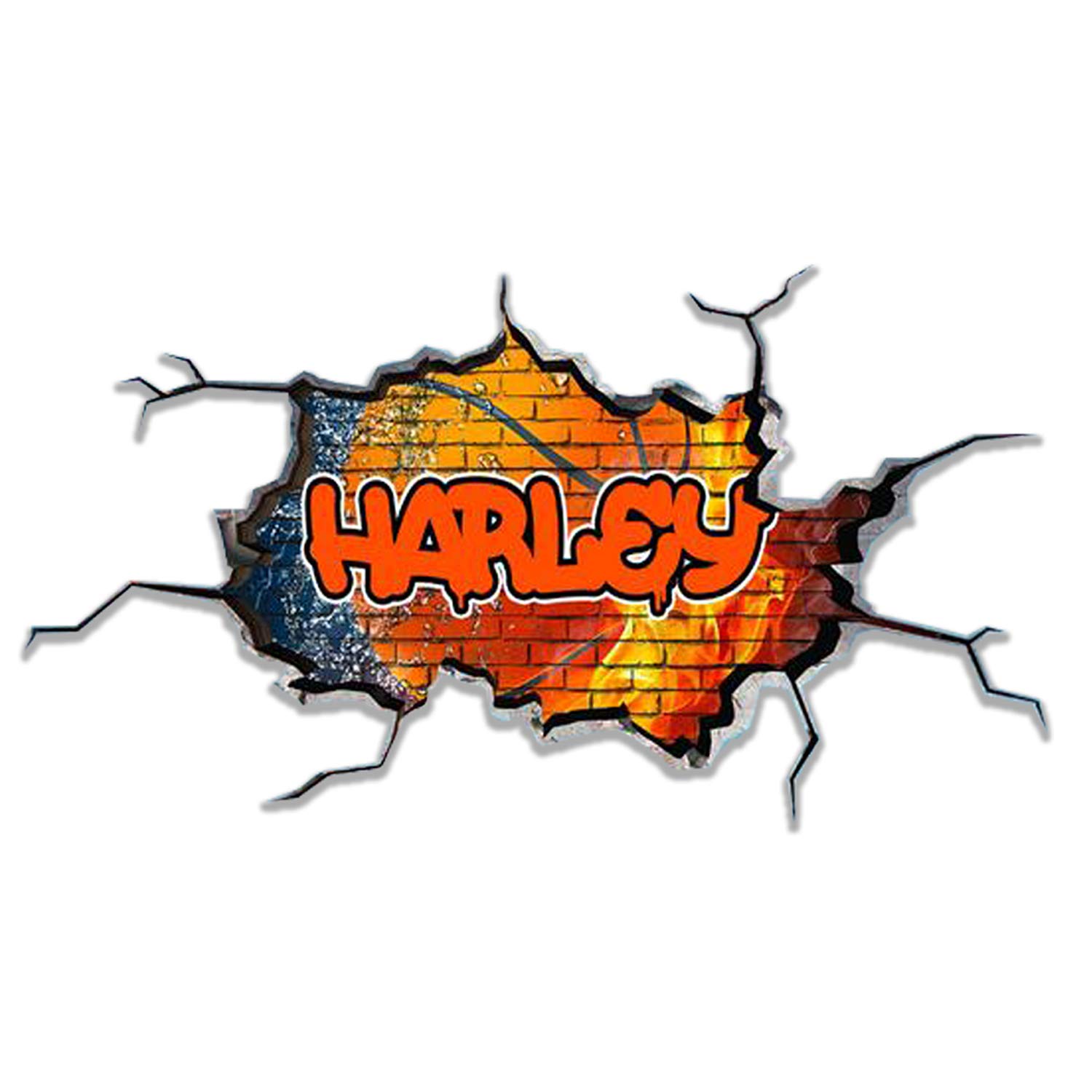 MySticky Personalized 3D Graffiti Name Wall Decal | Custom Art Vinyl Decor Sticker | Removable | Peel and Stick | Cracked Border Room Art Decor (