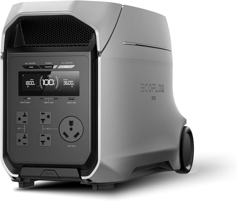 Central eléctrica portátil EF ECOFLOW DELTA 3 Ultra Plus 3072Wh, salida 3600W | (sobretensión de 7200 W), central eléctrica de batería LFP, ampliable a 11 kWh, generador solar para uso doméstico esencial, camping, RV