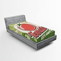 Vista 78 de Ambesonne Sábana bajera abstracta con estampado gráfico de letras del alfabeto de colores, funda de cama con bolsillo profundo elástico para mayor