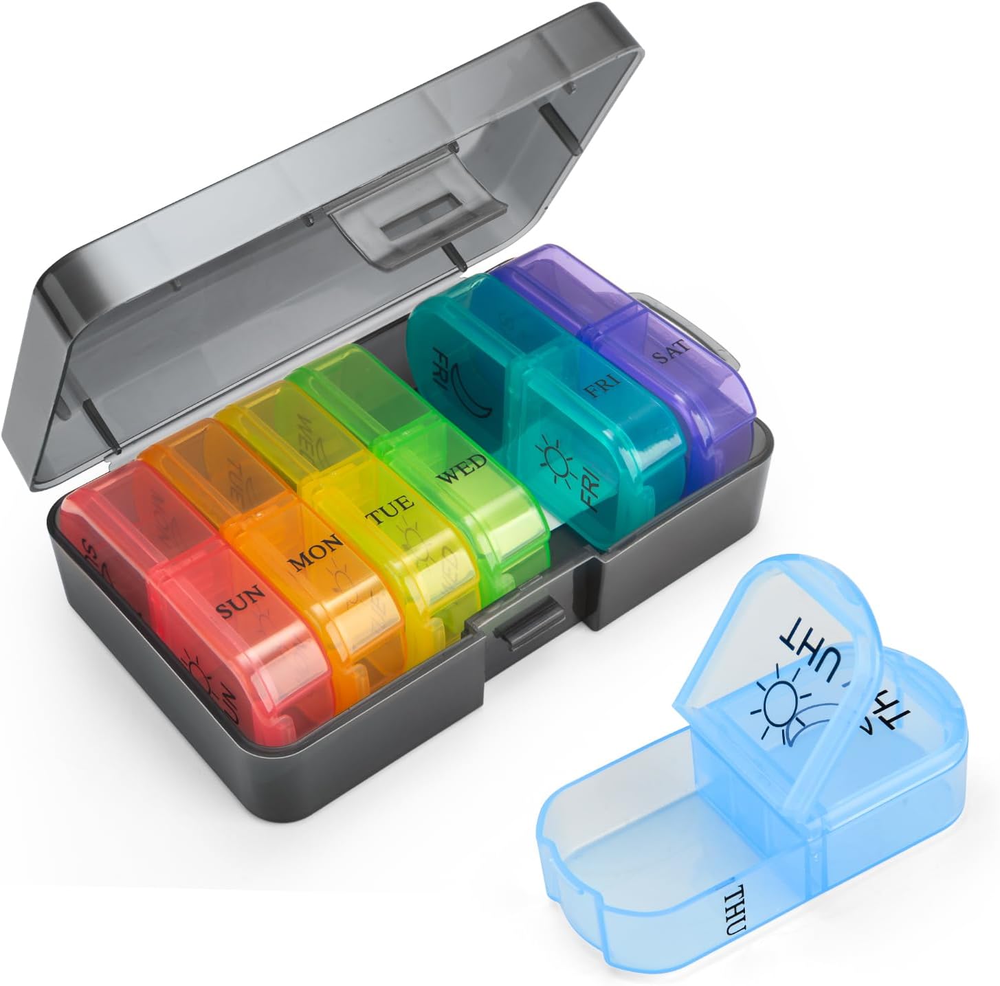 Weekly Pill Organizer 2 Times a Day, Am Pm Pill Box 7 Day, Travel Pill Case, Medicine Pill Organizer for Medication, Vitamins, Fish Oils, Supplements