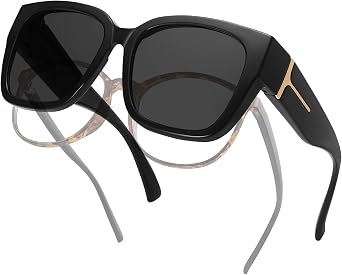 Dollger Polarized Fit Over Glasses Sunglasses for Women Trendy Square Wrap Around Shades UV Protection Driving Riding