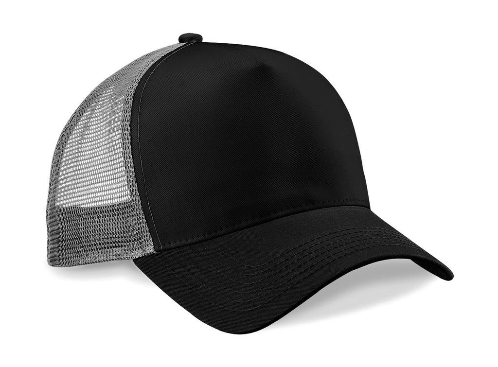 Beechfield Black / Grey Mesh Baseball Cap One Size