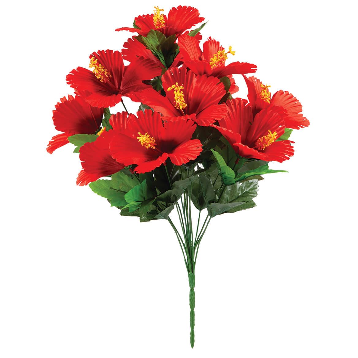 OakRidge Hibiscus Bush – Artificial Indoor/Outdoor Home and Garden Décor – Red, Measures 18” High