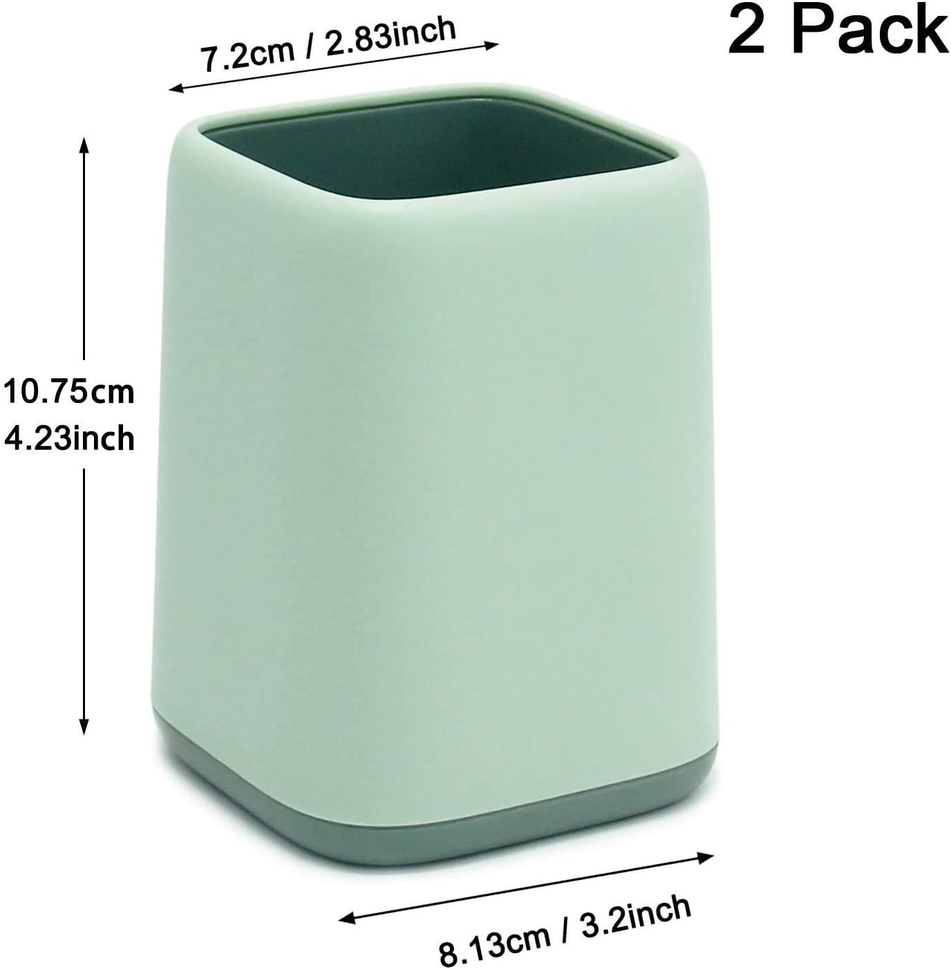 2 Pack Desk Pen Holder,Two-Tone Cute Pen Cup Makeup Brush Holder,Durable Desktop Organizer Pencil Holder for Desk,Vanity Table,Office Supplies (Light Green) : Office Products