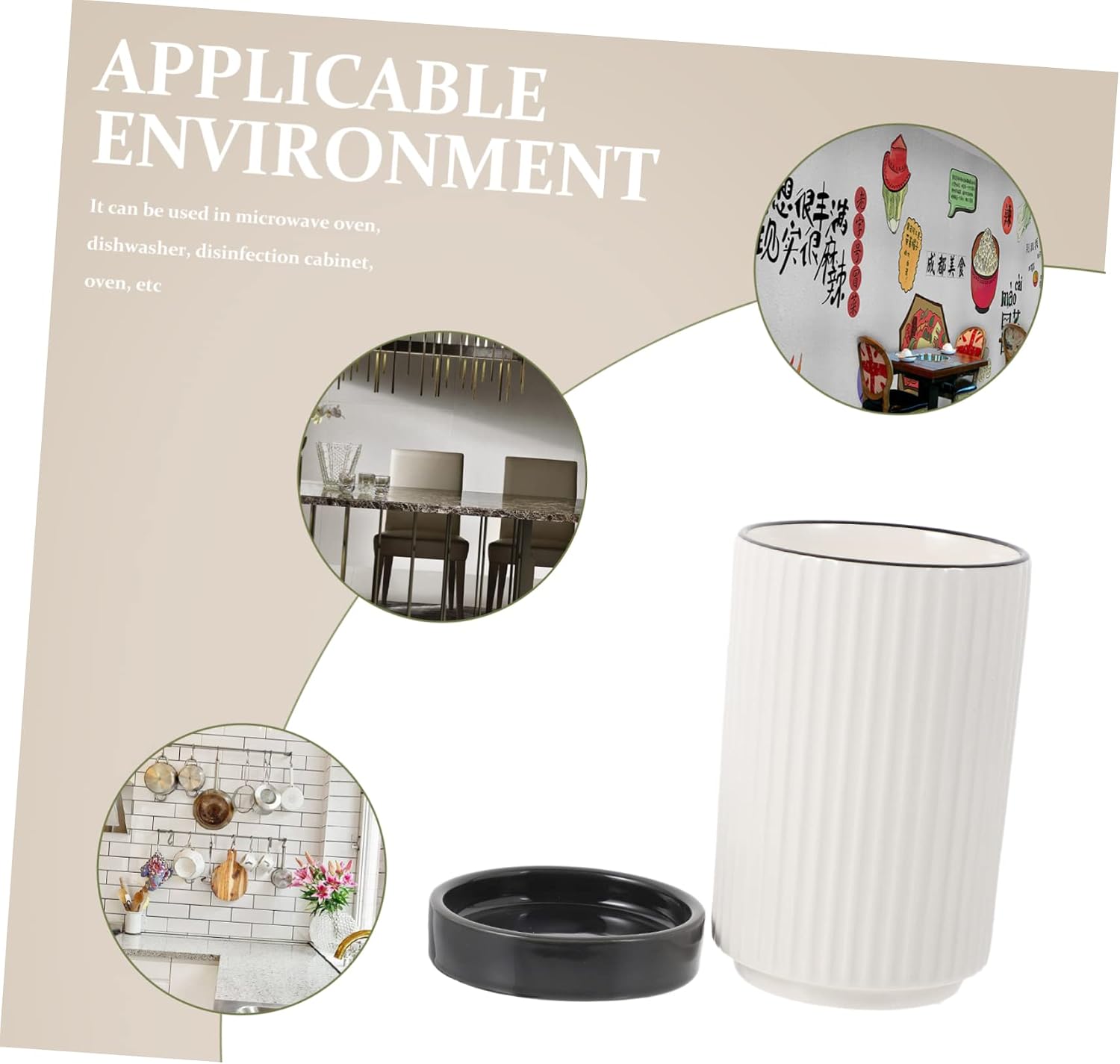 COLLBATH Kitchen Utensil Holder Chopstick Storage Rack Container Detachable Drain Design Ceramic Base