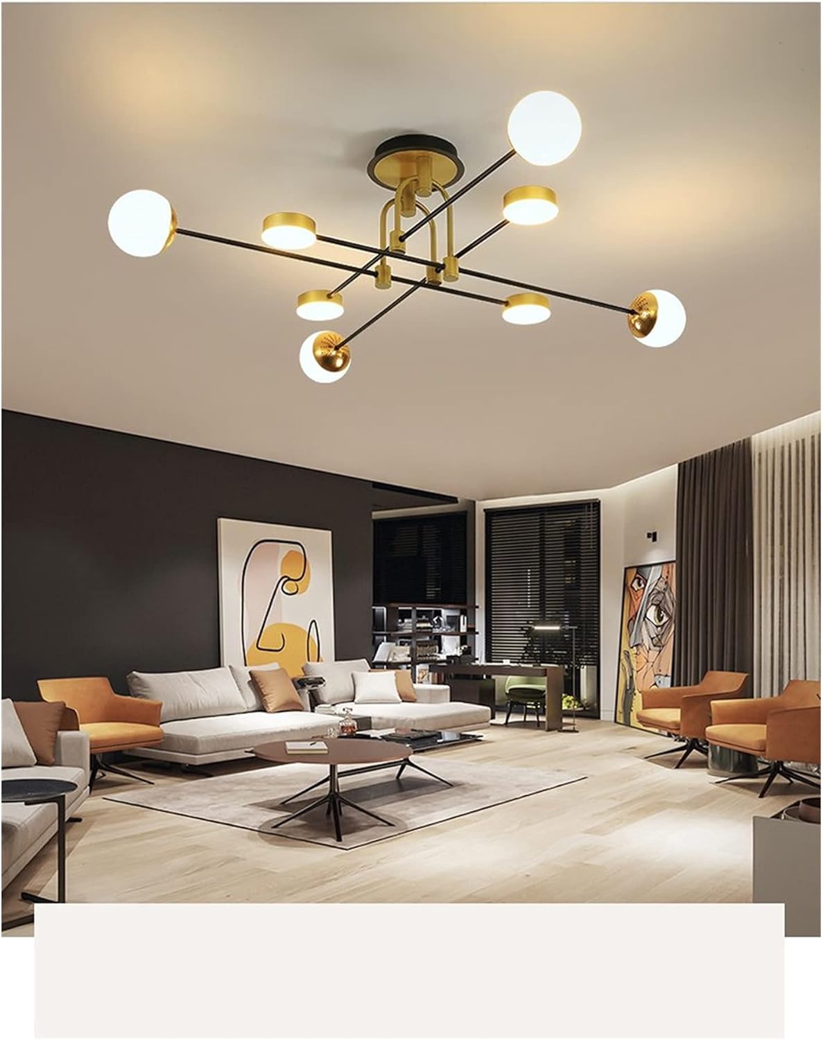 Lustre LED moderne compatible avec salon, salle à manger, cuisine, chambre à coucher, cadre noir et doré, lampe suspendue au plafond,Lampe à Suspension