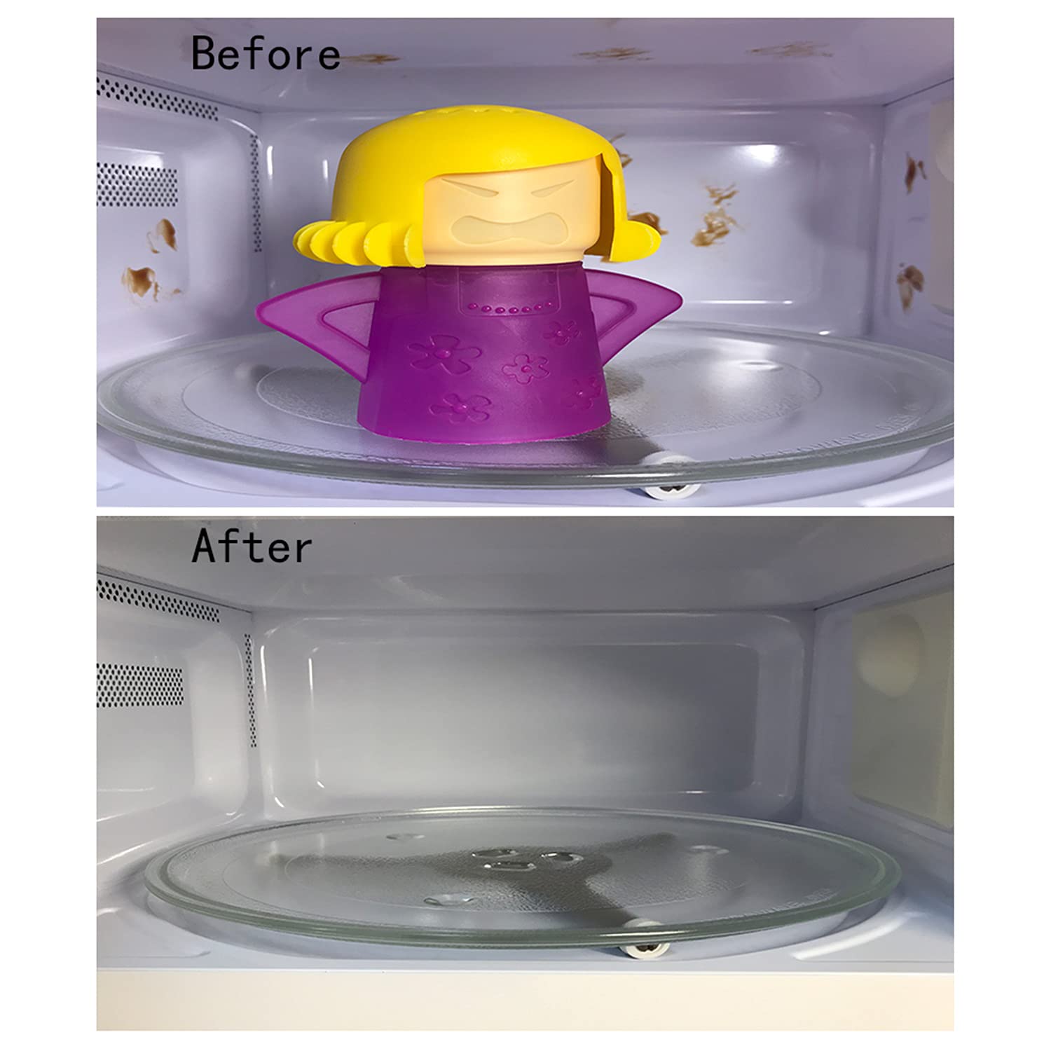 iFlyMars Asltw Angry Mom Microwave Oven Steam Cleaner, Clever Mama Microwave Cleaner, the Fun and Easy Way to Steam Clean Your Microwave, Cut Cleaning Time by Half (Purple) , 4.37 x 2.55 x 5.32 4