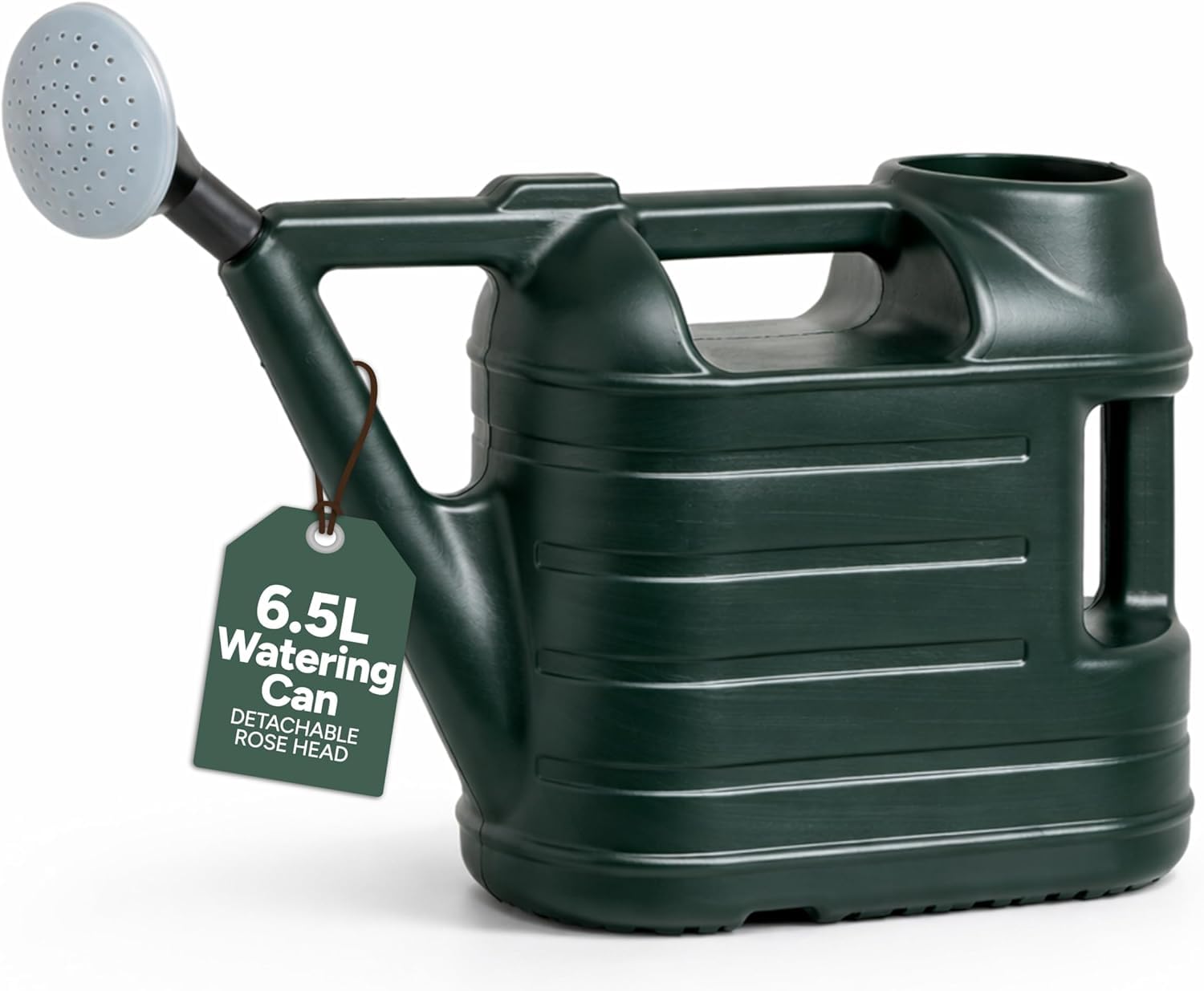 Bowers Bargains Watering Can Outdoor 6.5L with Detachable Rose Head, Plastic, Green