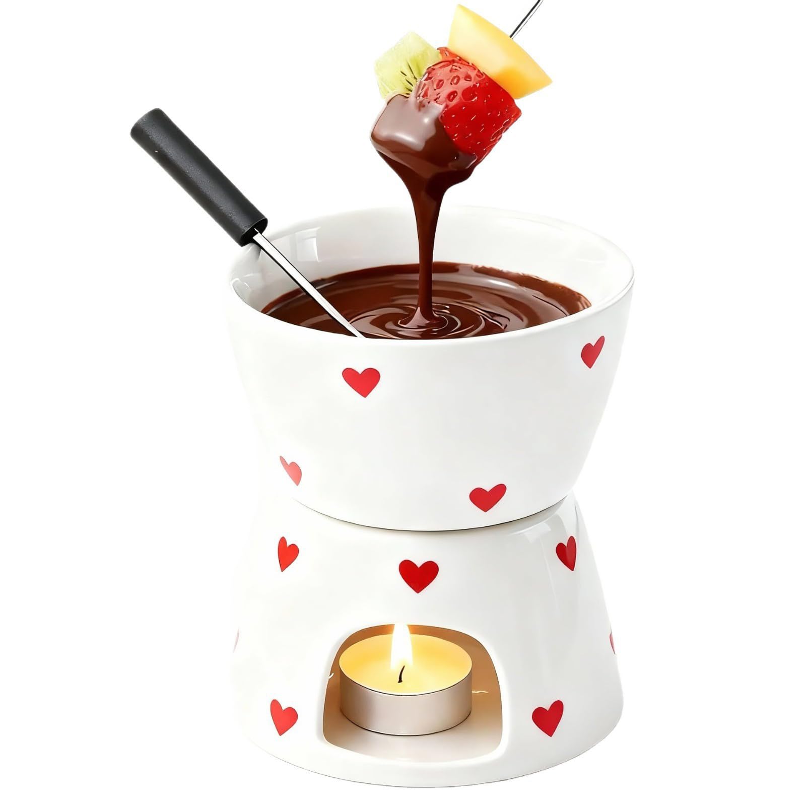 Kaeltsyn Ceramic Chocolate Melting Cup for Dessert Preparation Large Capacity Fondue with Even Heat Distribution Ceramic Heating Cup