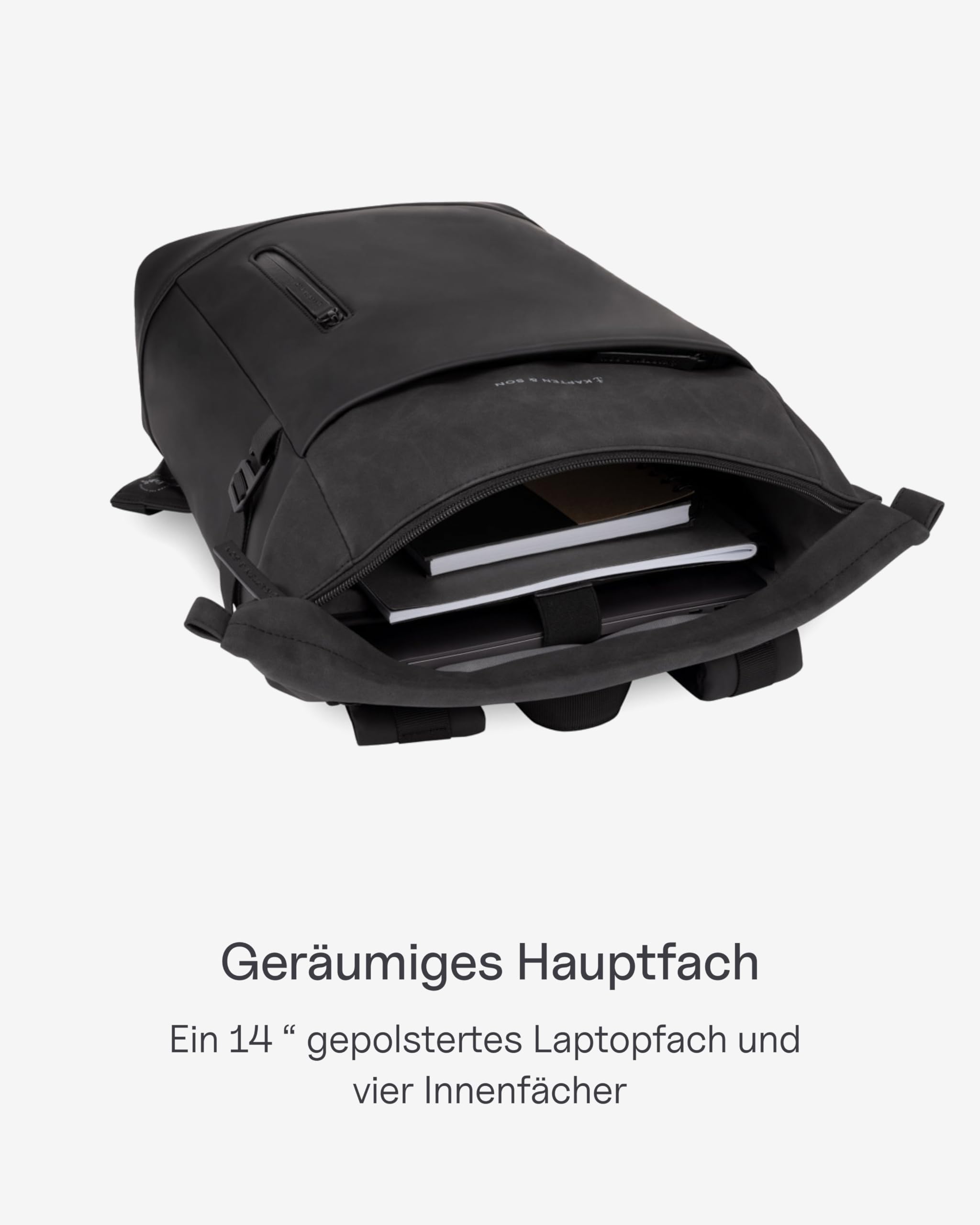 Kapten & Son Rucksack Aarhus 14 L | Rucksack Damen & Herren | Rolltop Rucksack mit 14" Laptopfach | Backpack ideal für Reisen, City, Uni, Arbeit | wasserabweisend