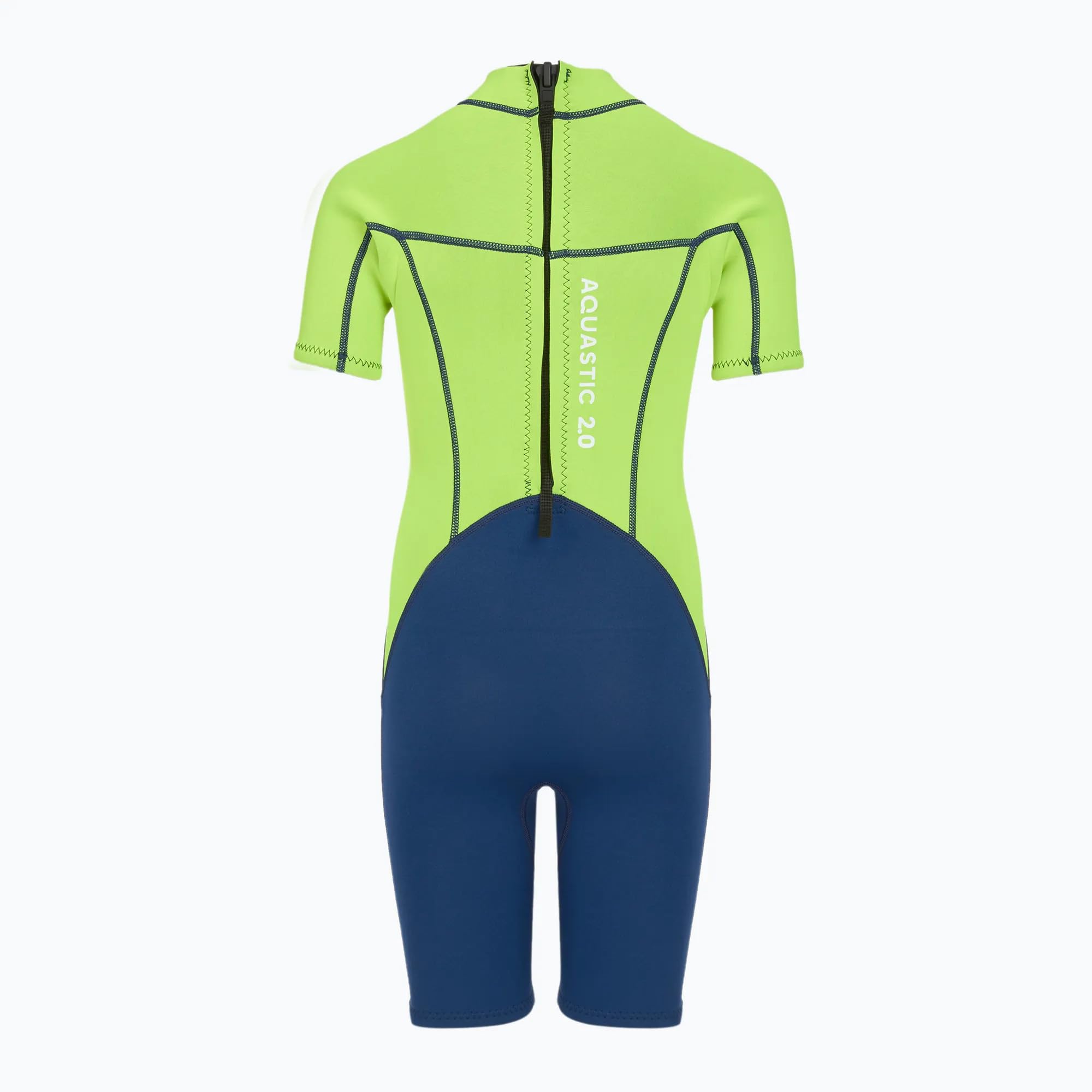 AQUASTIC Wavey JRG Traje de Neopreno de 2 mm para niños, de Manga Corta, con Cremallera Trasera, Aislamiento térmico, para natación, Sup y Snorkel, para niños y niñas, Azul Marino