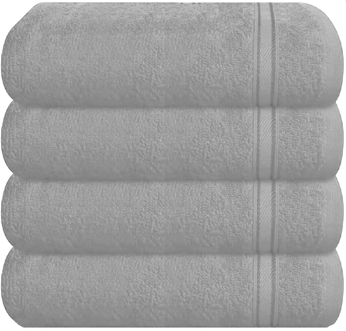 Wovenwonder Silver 4 Pack Luxury Face Cloth Towels 100% Egyptian Cotton 800-Gsm Extra Soft Washcloth Sets Highly Absorbent Flannels (Silver)